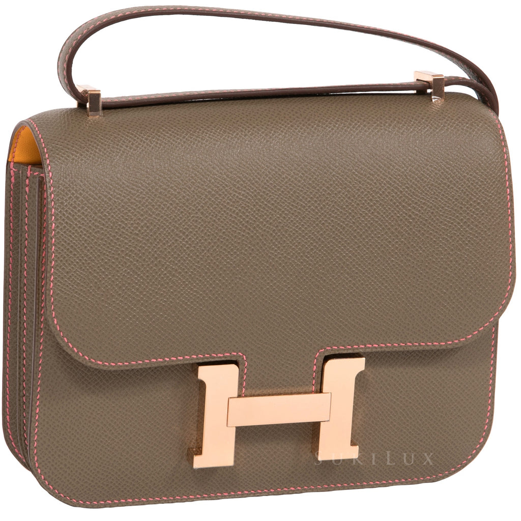 Hermès Constance III Mini 18cm Veau Epsom Etoupe/Jaune D'or 9V Bi-Color Gold Hardware