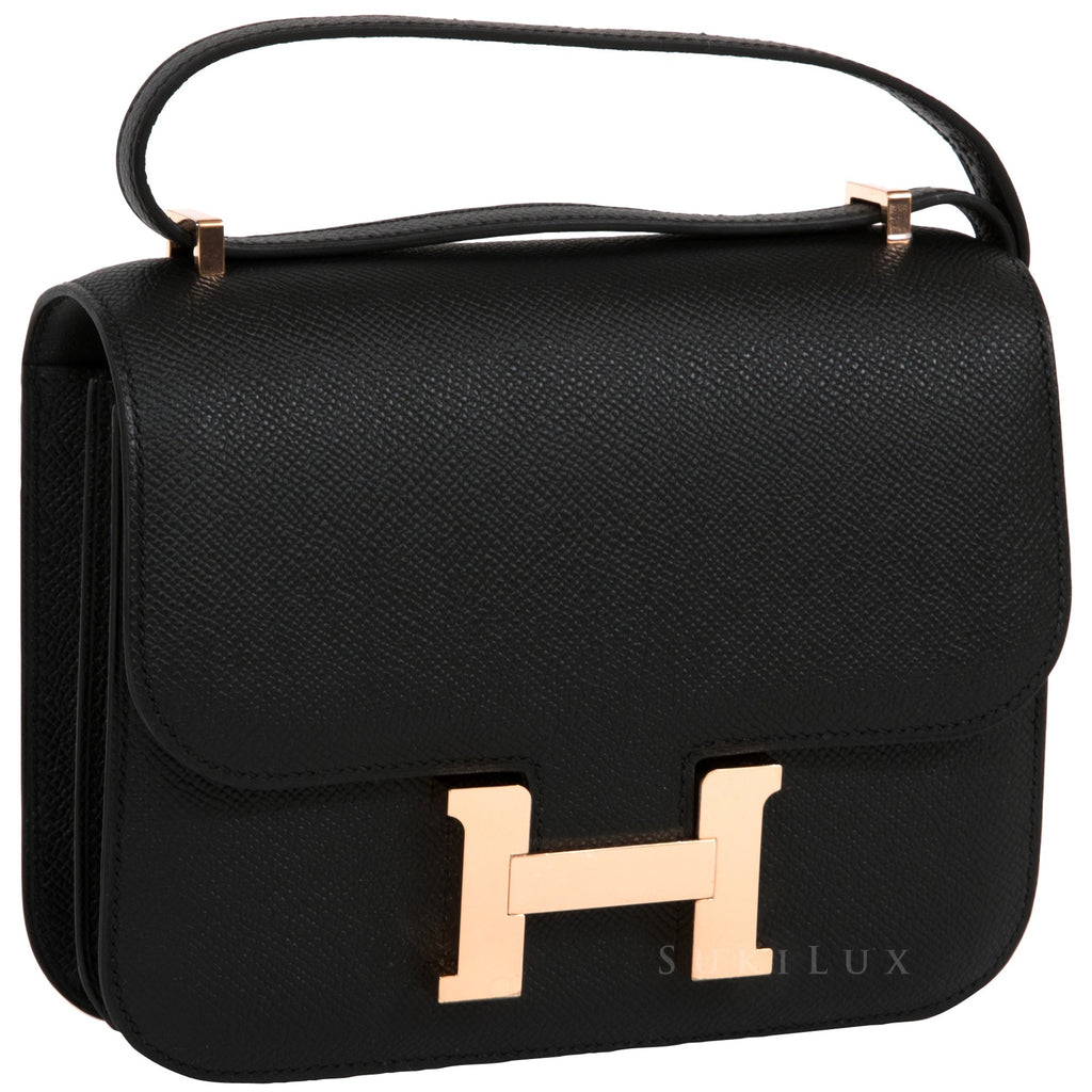 Hermes Constance Mini Bag Epsom Leather Gold Hardware In Black