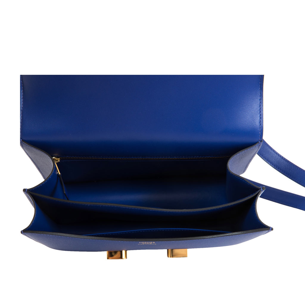 Hermès Bleu Indigo Constance 24cm of Epsom Leather with Rose