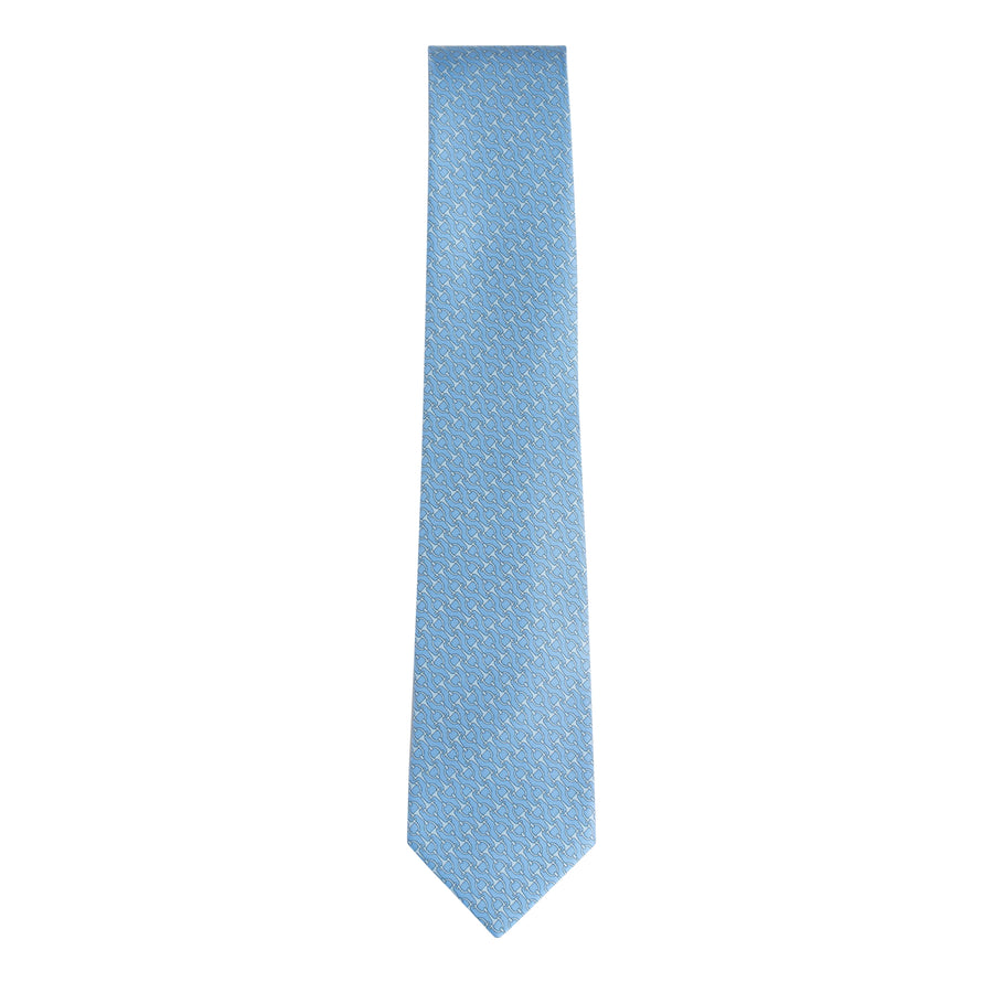 Hermès Cravate Silk Tie Verdun Light Sky Bleu