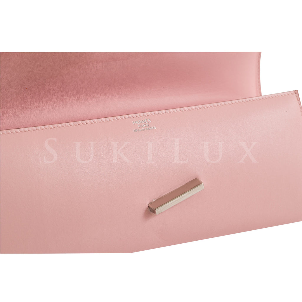Hermès Egee Pochette Rose Sakura 3Q Veau Tadelakt Leather Palladium Hardware