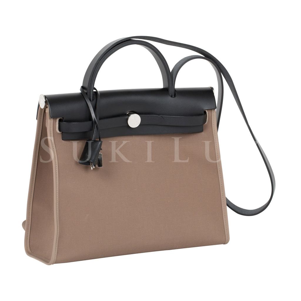 Hermes Canvas and Leather Herbag Zip 31cm Bag