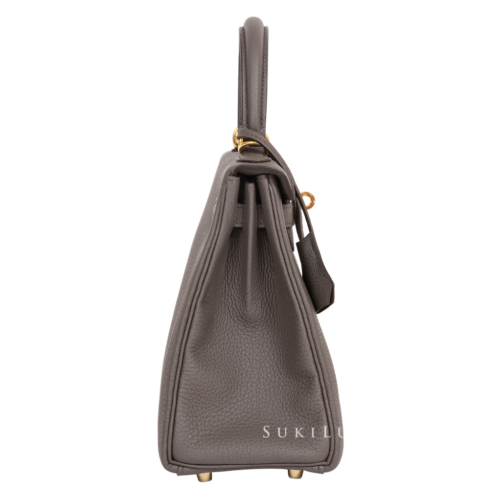 Kelly 25 Etain in Togo Leather with Gold Hardware