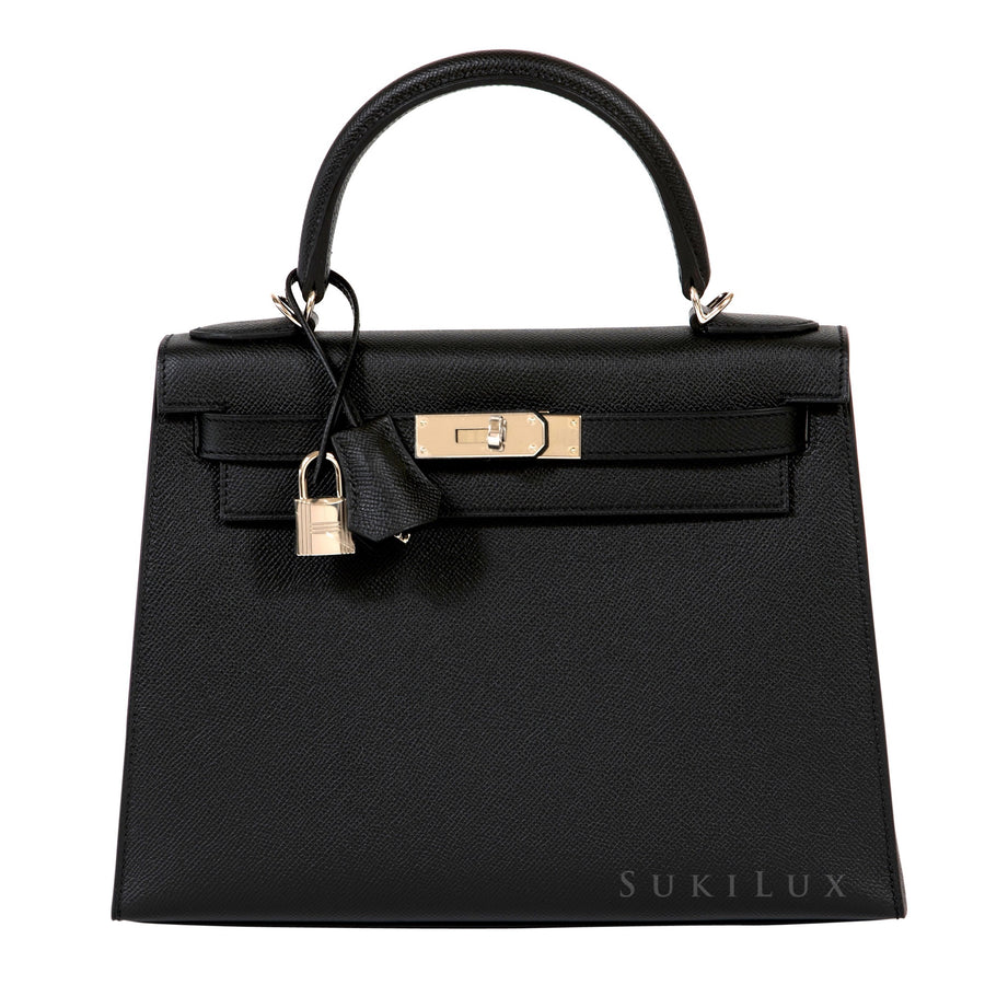 Hermès Kelly 28cm Sellier Noir 89 Epsom Leather Palladium Hardware
