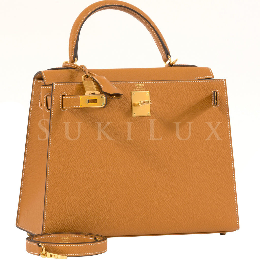 Hermès Kelly 28cm Sellier Veau Epsom 1H Toffee Gold Hardware – SukiLux