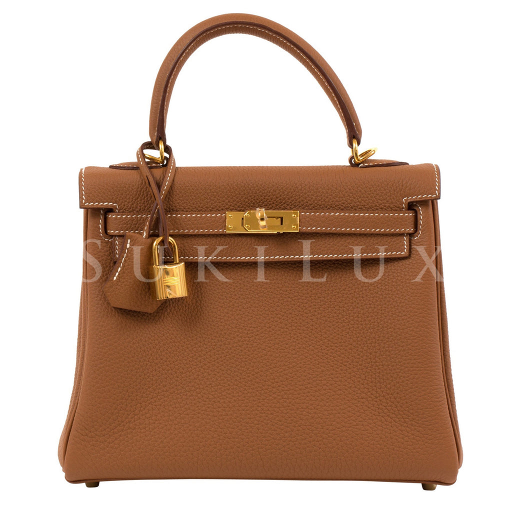 Hermes Kelly bag 32 Retourne Cuivre Togo leather Gold hardware