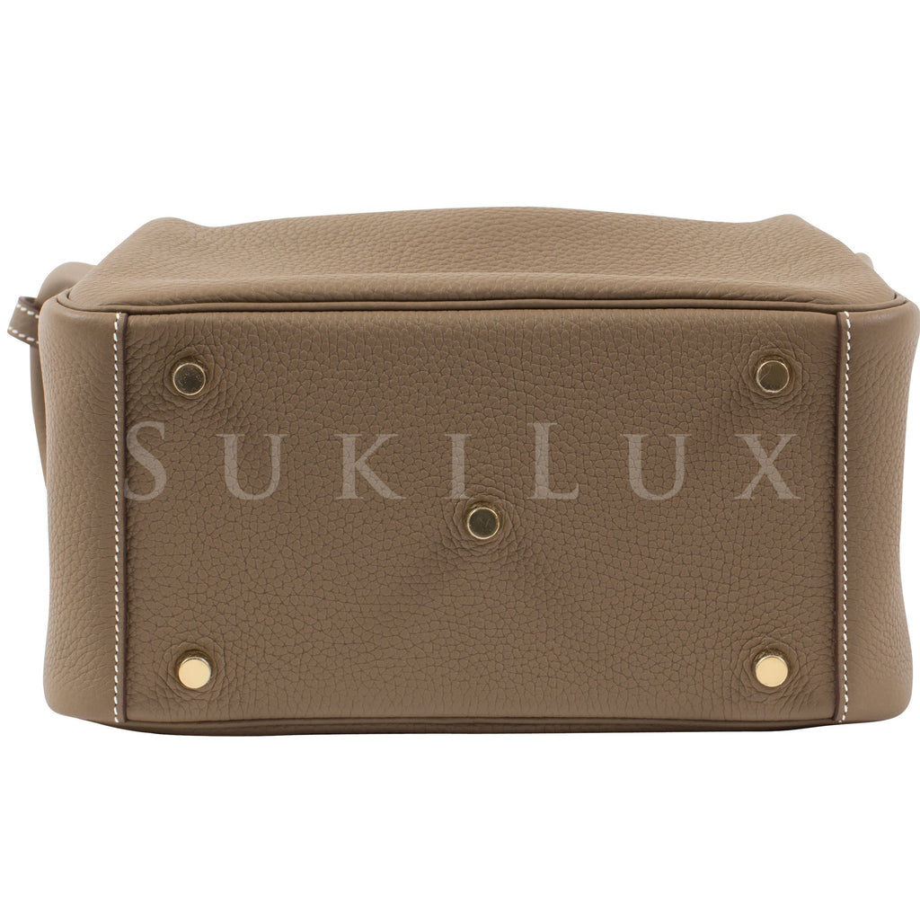 Hermès Lindy 26cm Clemence Etoupe 18 Gold Hardware – SukiLux