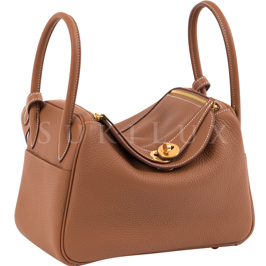 Hermès Lindy 26cm Gold 37 Clemence Leather Gold Hardware