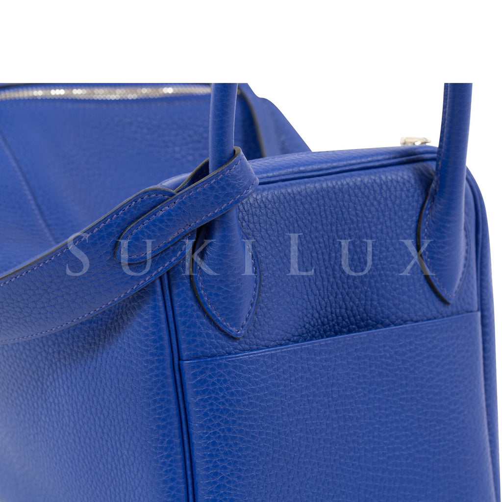 Hermès Lindy 30cm Clemence 7T Bleu Electric Palladium Hardware