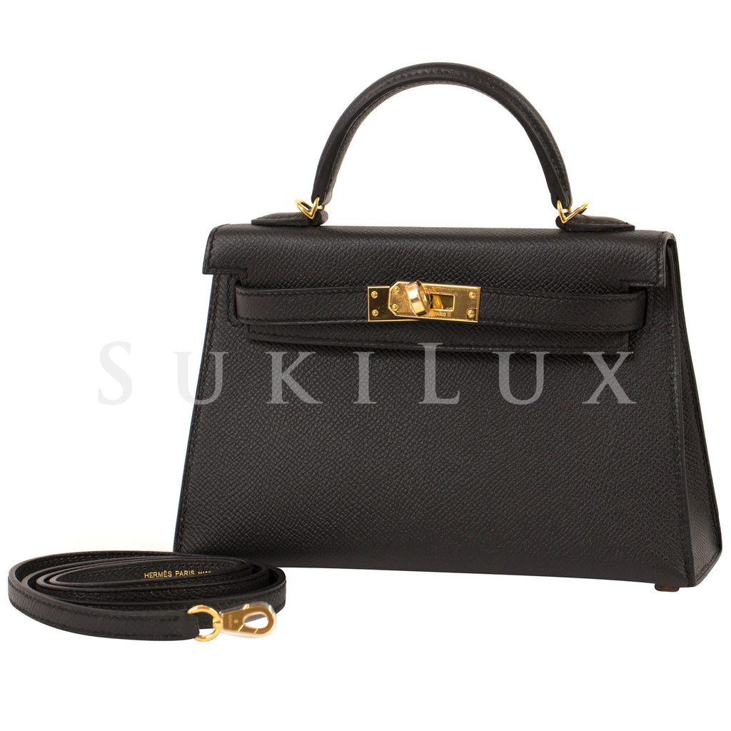 Hermès MiniKelly II Noir 89 Epsom Leather Gold Hardware