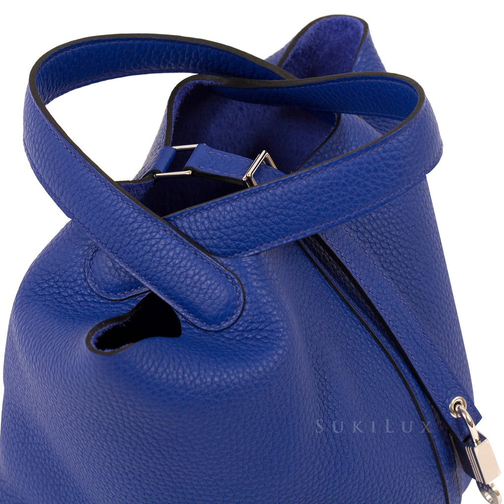 Hermès Picotin Lock Bleu Electric Clemence Leather Palladium Hardware