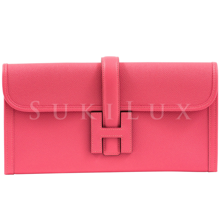 Hermès Pochette Jige 29cm Rose Azalee 8W Epsom Leather Clutch