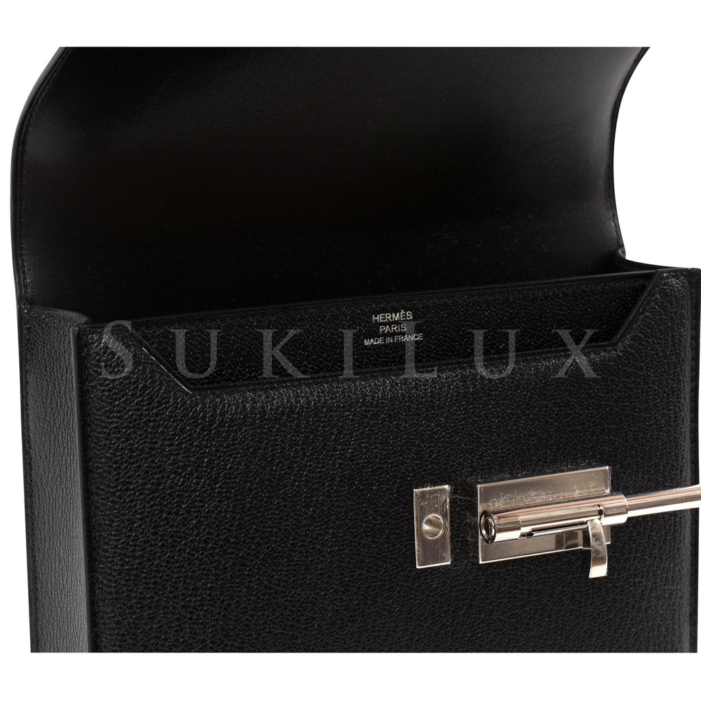 Hermès Verrou Chaine Mini Noir 89 Chevre Goatskin Palladium Hardware –  SukiLux