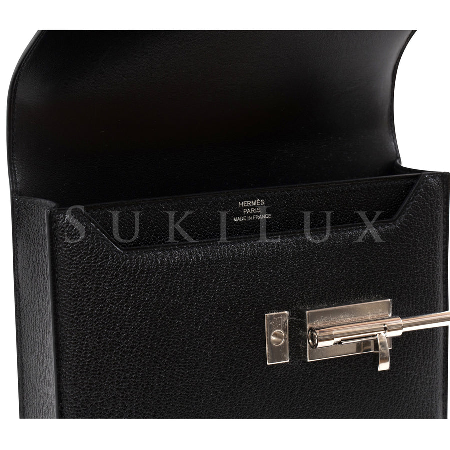 Hermès Verrou Chaine Mini Noir 89 Chevre Goatskin Palladium Hardware