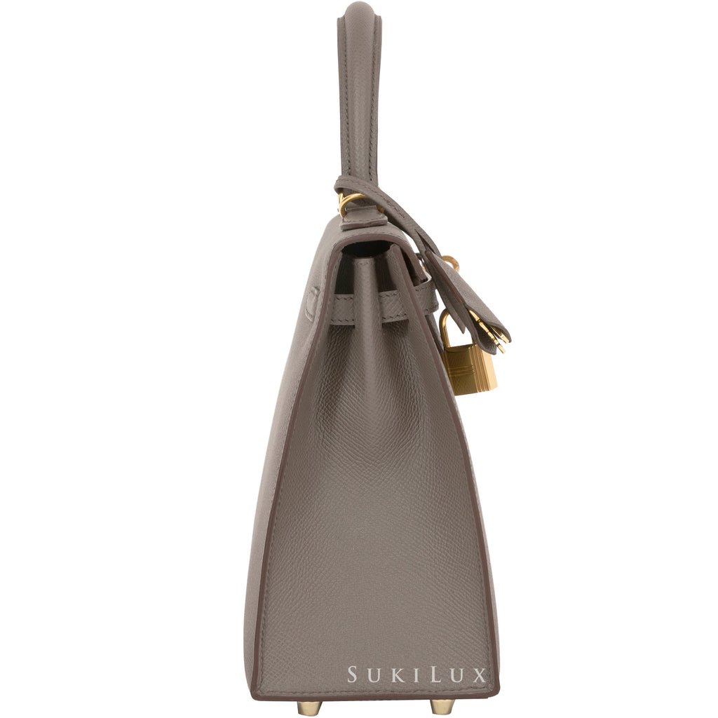 Hermès Kelly 25cm Sellier Veau Epsom 8F Etain Gold Hardware – SukiLux