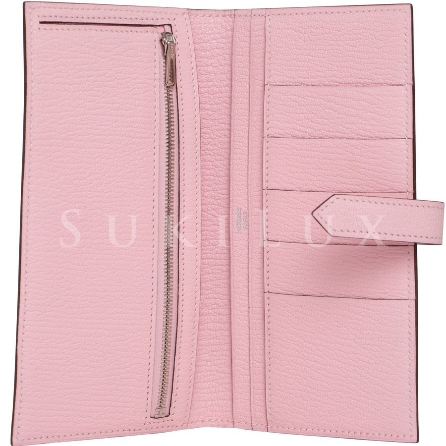 Hermès Bearn Wallet Rose Sakura Pink 3Q Chevre Chèvre Goatskin Palladium Hardware