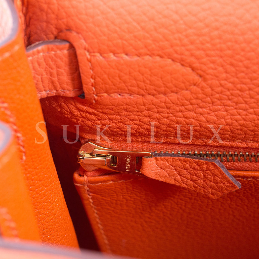 Hermès Kelly 28cm Retourne Veau Togo Orange Gold Hardware