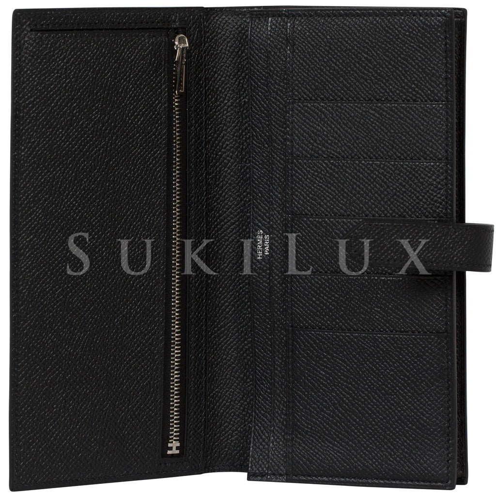 Hermès Bearn Wallet Noir Black 89 Epsom Palladium Hardware