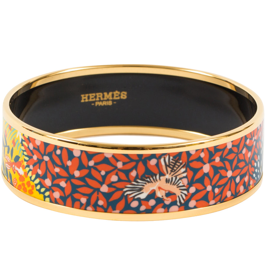 Hermès Printed Enamel Bracelet Wide Dans un Jardin Anglais