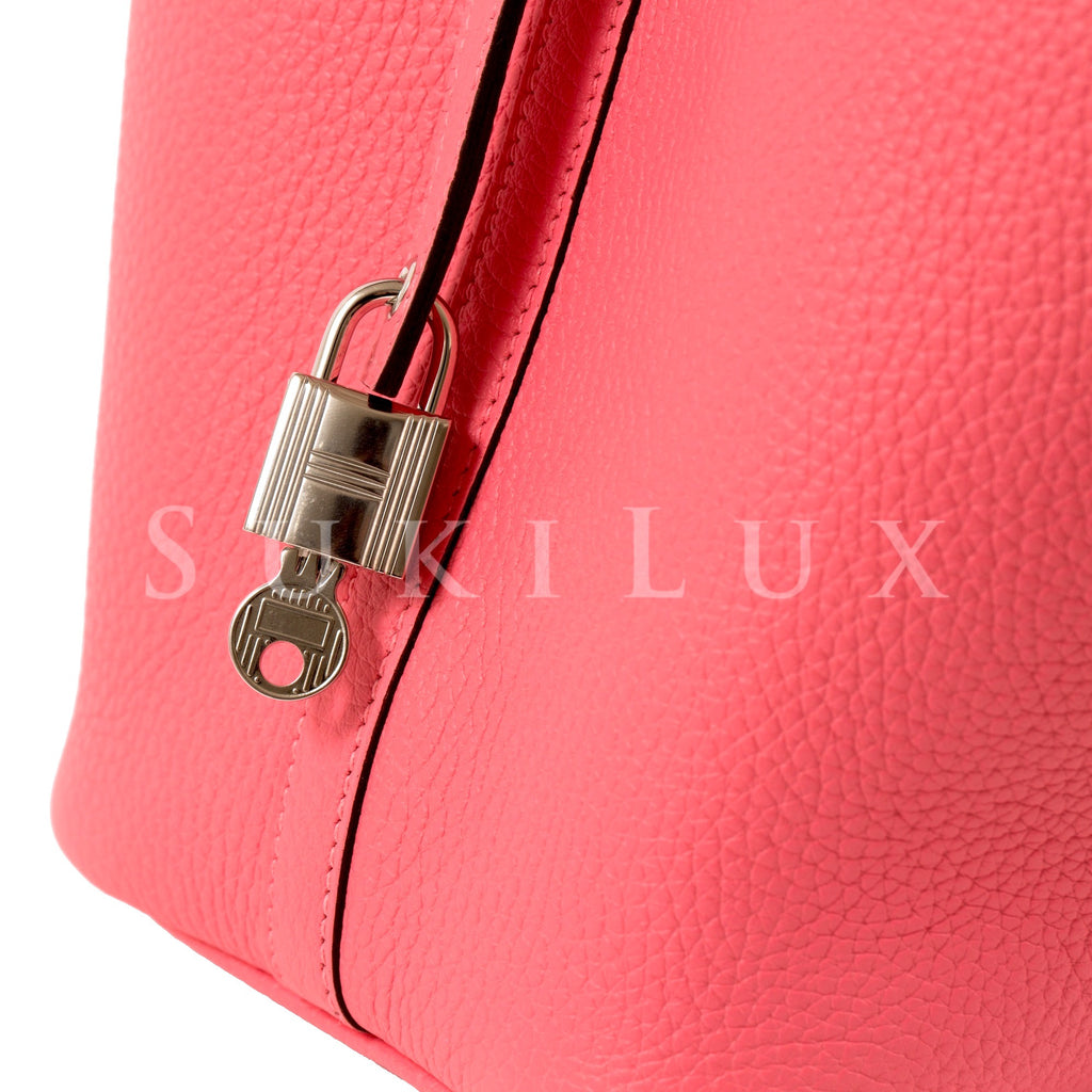 Hermès Picotin Lock Rose Azalee 8W Clemence Leather Palladium Hardware