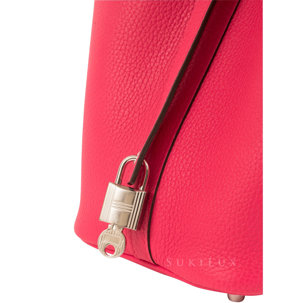 Hermès Picotin Lock Rose Extreme I6 Clemence Leather Palladium Hardware