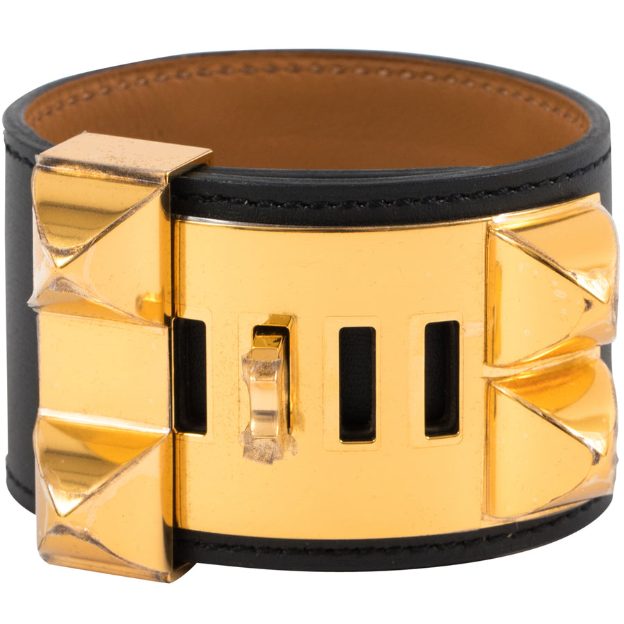 Hermès Collier De Chien CDC Bracelet Noir Box Gold Hardware