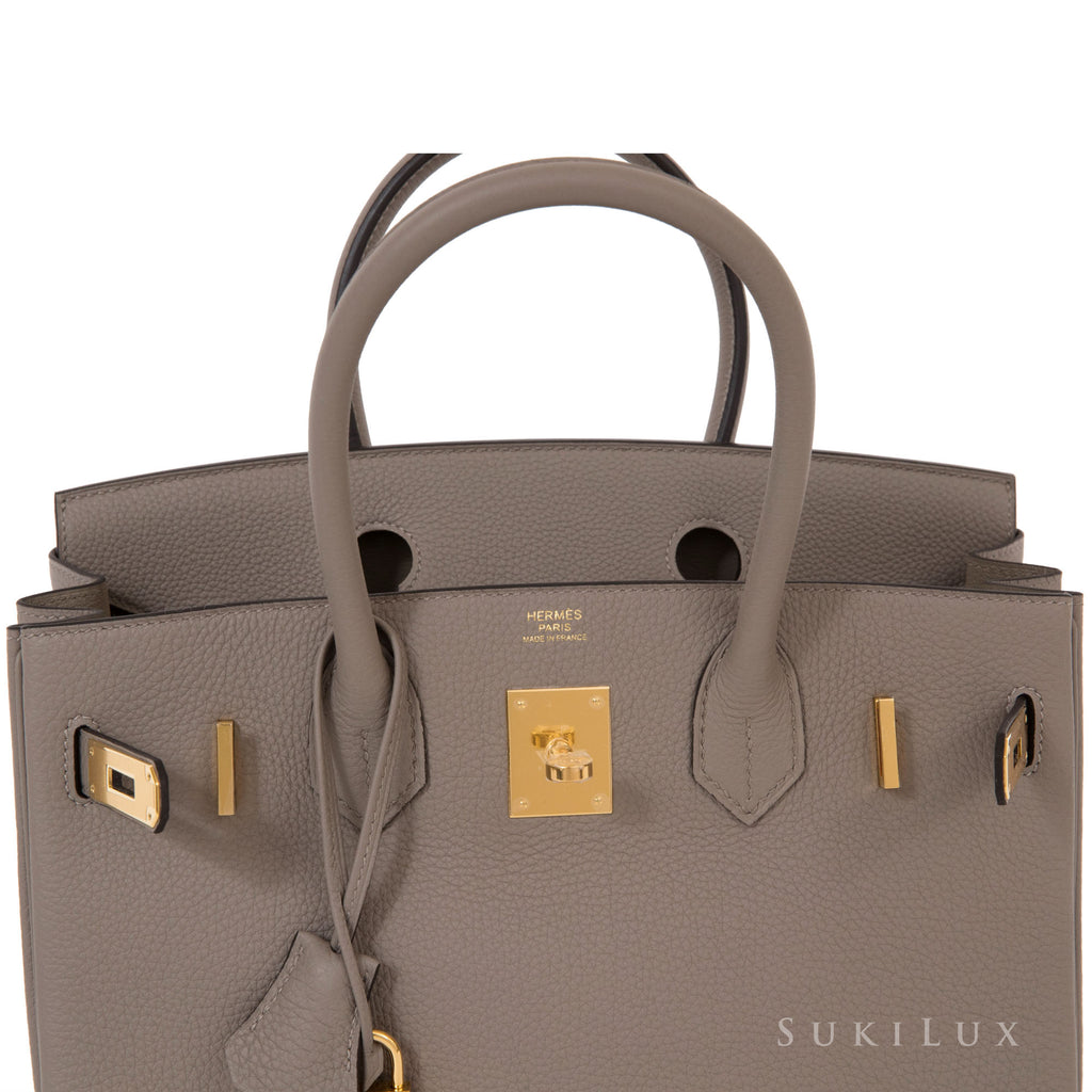 Hermès Birkin 30cm Veau Togo M8 Gris Asphalte Gold Hardware – SukiLux