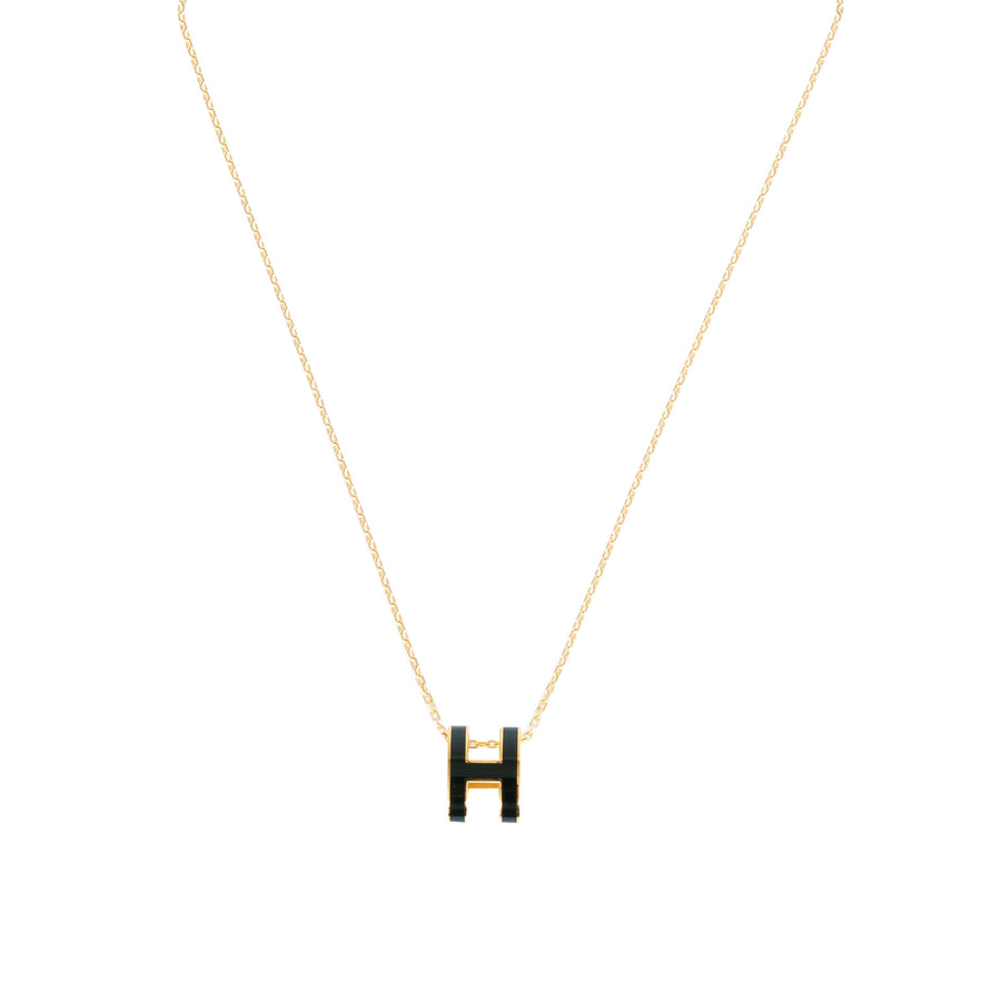 Hermès Pop H Necklace Black Gold Plated with Soft Chain