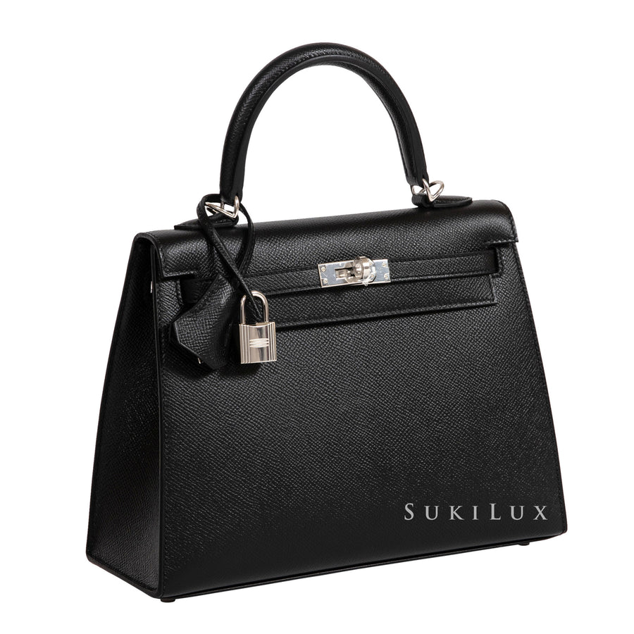Hermès Kelly 25cm Sellier Veau Epsom Noir 89 Palldium Hardware