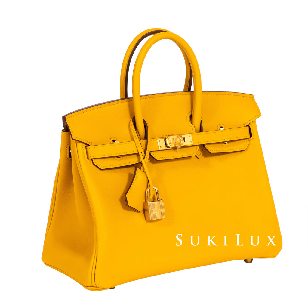 Hermès Birkin 25cm Veau Swift 9D Jaune Ambre Gold Hardware – SukiLux
