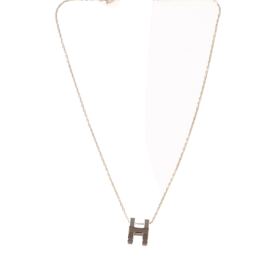 Hermès Pop H Necklace grey Palladium Plated with Soft Chain