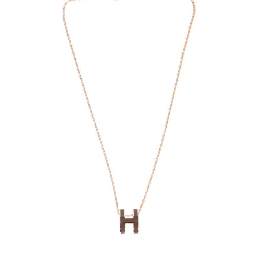 Hermès Pop H Necklace grey Rose Gold Plated with Soft Chain