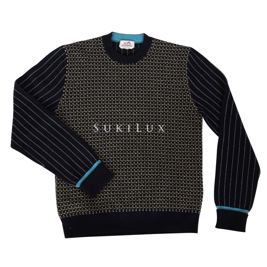 "Tweed et Rayure" crewneck sweater