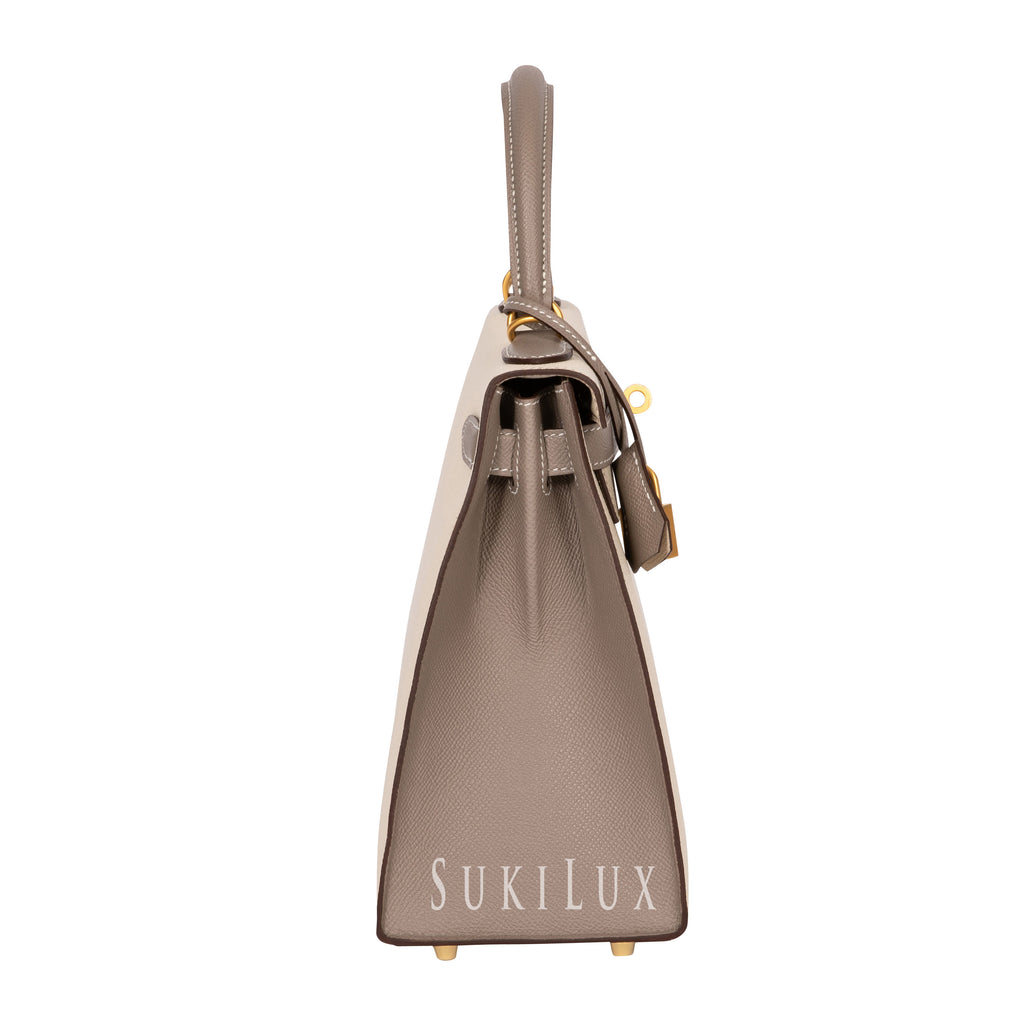 Hermès Kelly 28cm Sellier Veau Epsom M8 /Craie 10 Gold Hardware