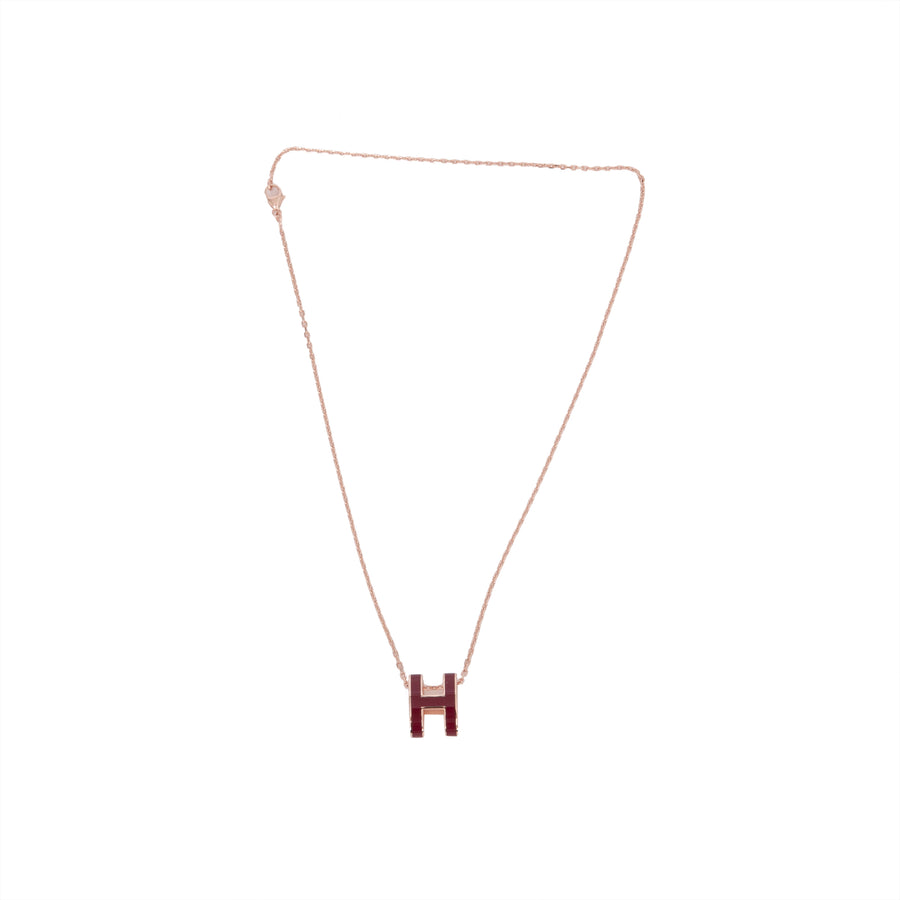 HERMÈS POP H NECKLACE ROUGE ROSE GOLD PLATED WITH SOFT CHAIN